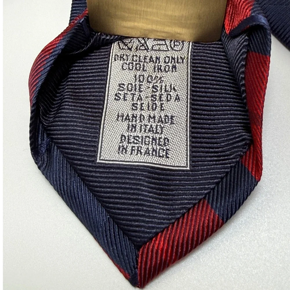 Breuer Plaid Silk Necktie One Size Red Navy Blue Preppy Classic Professional